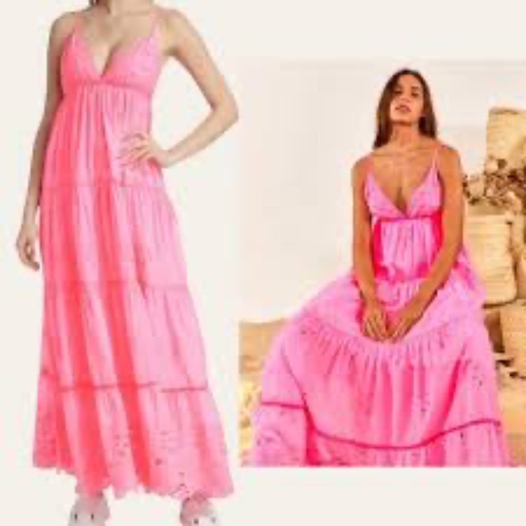 Farm Rio Neon Pink Maxi Dress